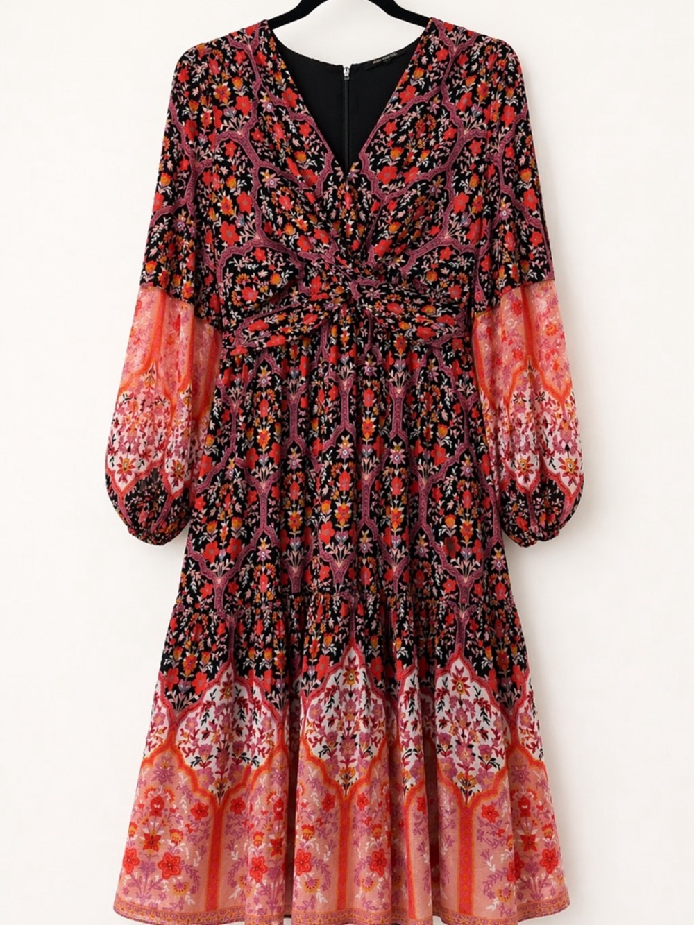 Kobi Halperin Skye Floral Print Crossover Midi Dress S